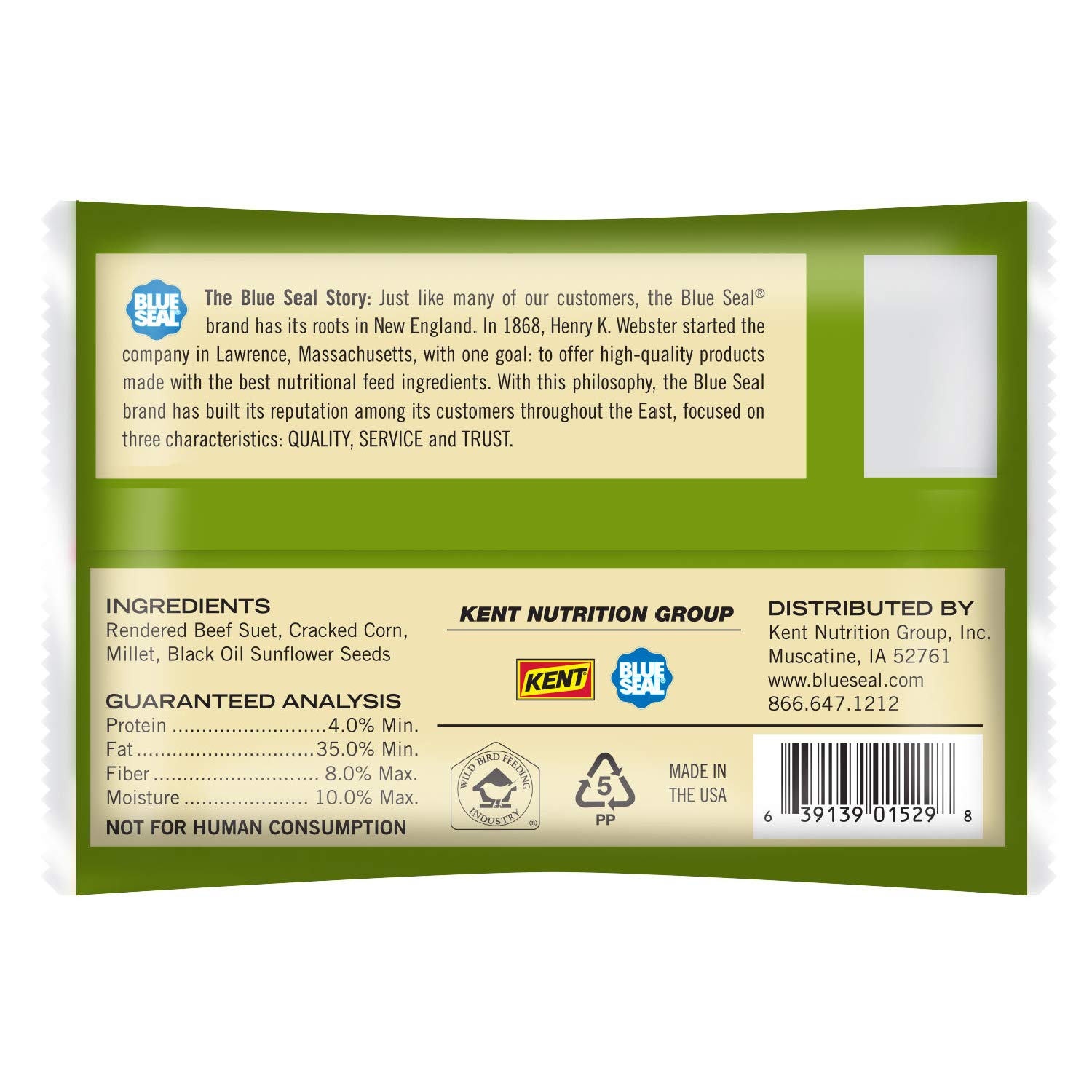 Blue Seal High Energy Suet Cake per uccelli selvatici - No Mess Suet Feed, cibo per picchi, cardinali, Siskins, passeri e altro ancora - 311,8 g Mangiatoia per semi di uccelli, confezione da 12