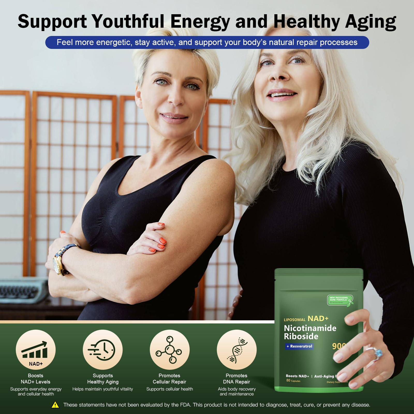 Gorani NAD+ Supplement 900MG – Nicotinamide Riboside, Liposomal Resveratrol & Quercetin – Supports Cellular Energy & Antioxidant Health – 80 Capsules