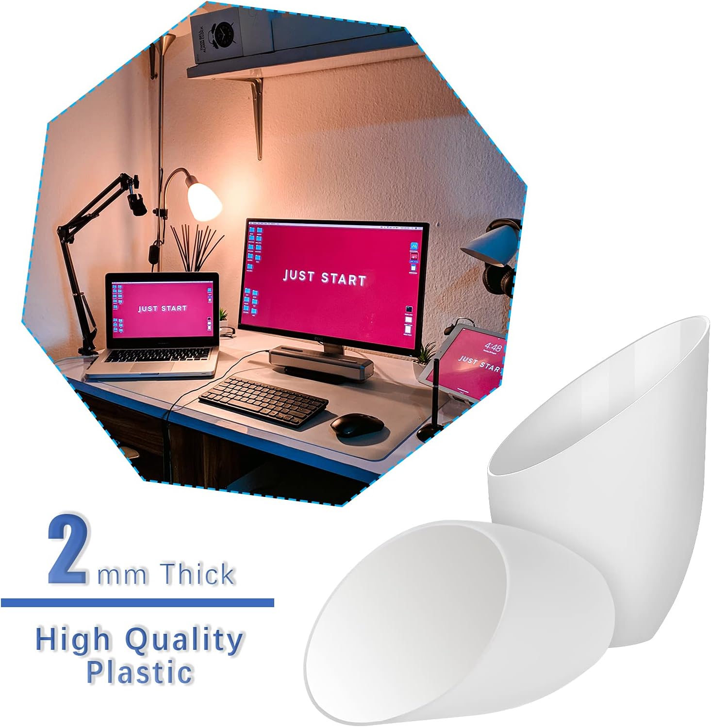 2 Pack Plastic Lampshade Replacement Plastic Lamp Shade for Torchiere Floor Lamp Horseshoe White Lamp Shade Cover - - 
