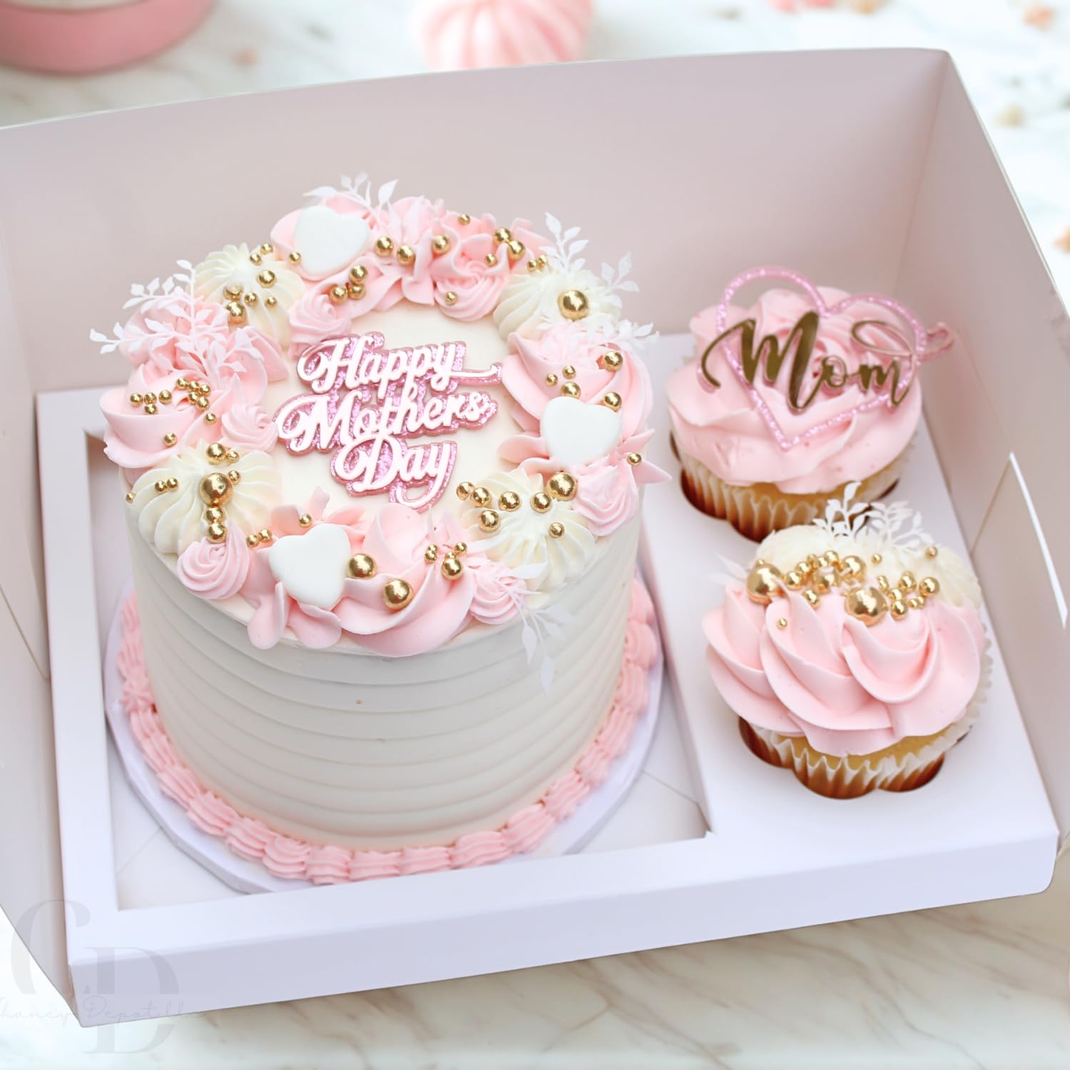 Caja Bento para tartas y cupcakes para 1; pastel de 4 a 5 pulgadas y 2 cupcakes, paquete de 5