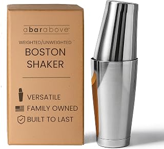 ABarAbove Professional Boston Shaker Set - 18oz Weighted & Unweighted 304 Stainless Steel Tins, Leak-Proof for Bartenders & Home Mixologists