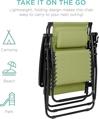 Miniatura 176 de Best Choice Products Silla reclinable plegable de gravedad cero para exteriores, de patio, para salón al aire libre, con toldo ajustable, Bandera