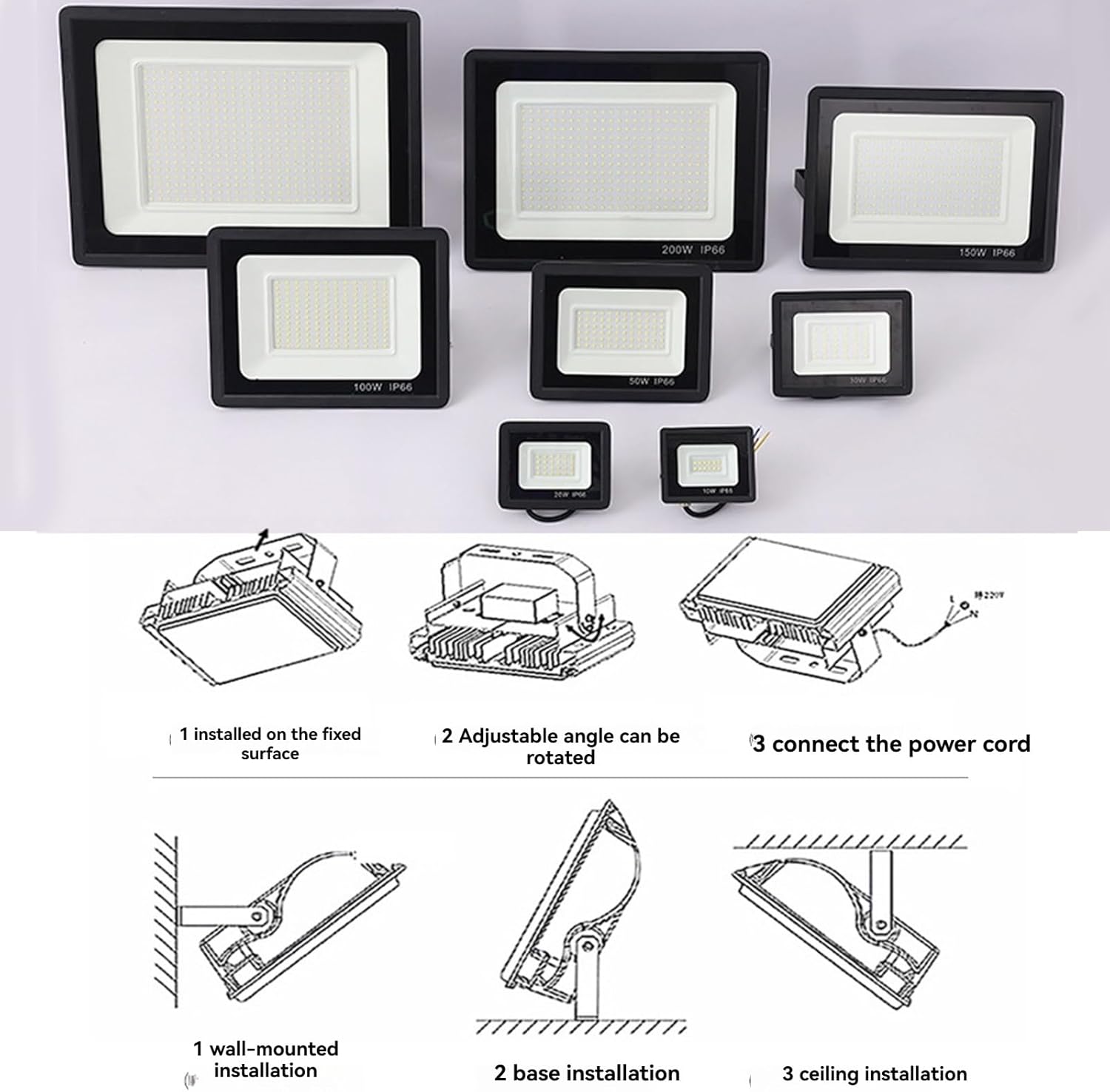 100W LED Flood Lights Outdoor IP66 Waterproof Exterior Security Wall Lights 85-265V Outside Aluminum Lighting Fixture for Patio Porch Barn Garage