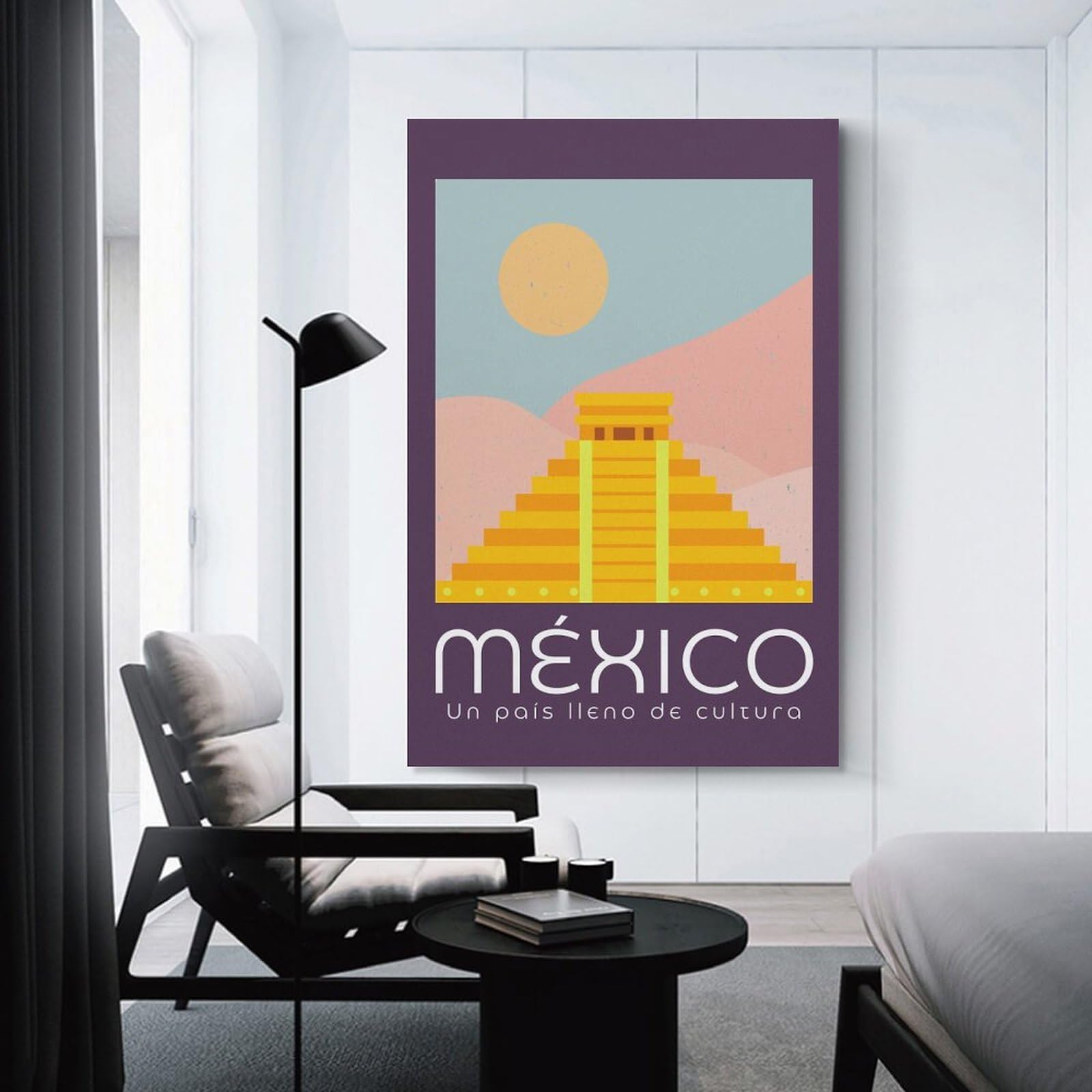 Junmoney Mexico Pyramid Travel Canvas Wall Decor, 16x24inch(40x60cm), for Gallery Wall Decor And Room Displays, Wall Decor Suited to Curated Displays