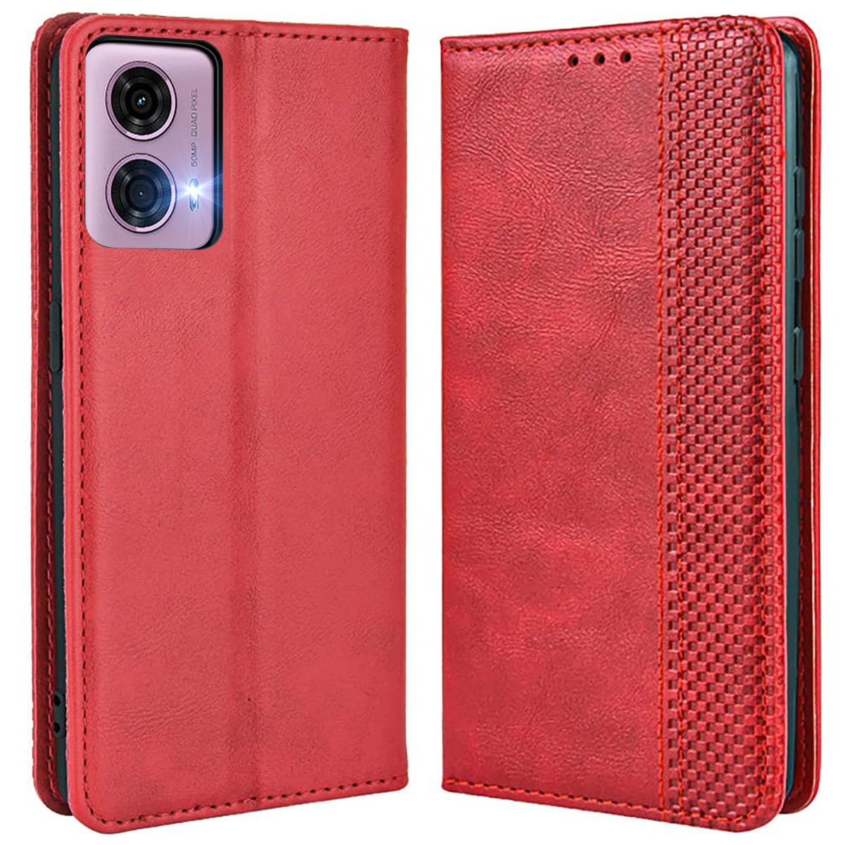 Étui Personnalisé Motorola, Housse Portefeuille Cuir Synthétique, Personnalisable Prénom/initiales