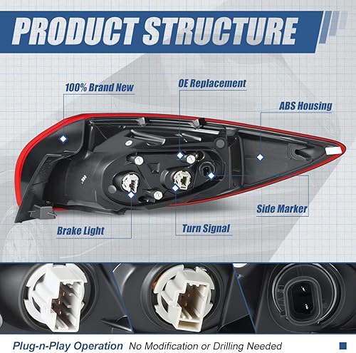 Miniatura 4 de Auto Dynasty Luces traseras exteriores traseras lámparas de freno compatibles con Mazda CX-5 2013-2016, lado izquierdo del conductor, carcasa