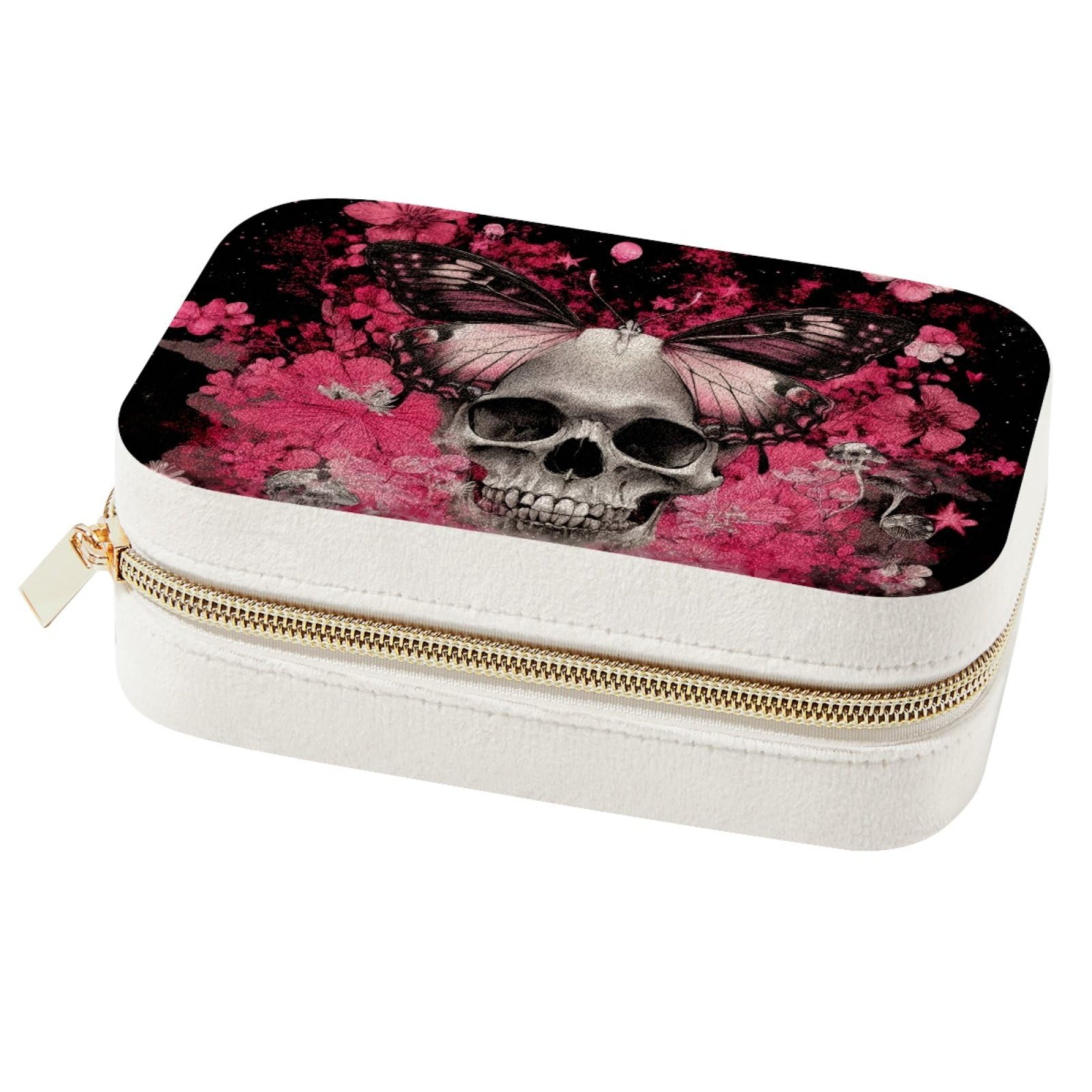 Boîte à bijoux portable papillon rose coffret de rangement pour week-end