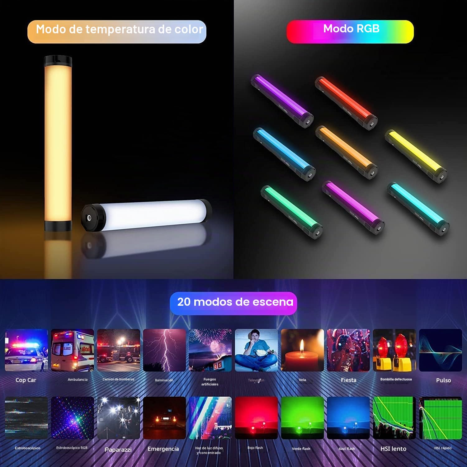 Ulanzi VL110 - Lámpara de Tubo de vídeo RGB
