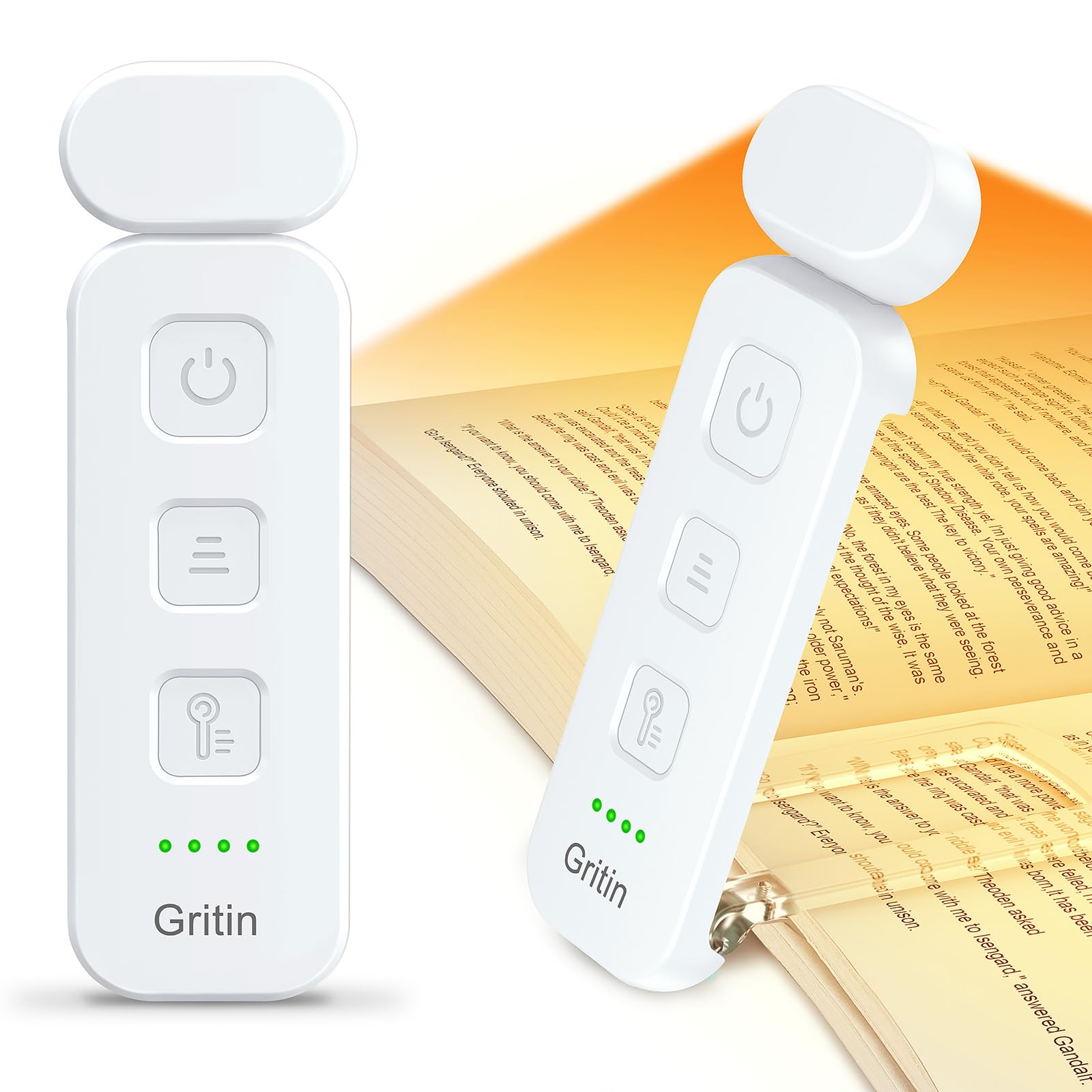 Gritin Luz de Lectura, Lampara de Lectura con Pinzas Recargable, 7 LEDs &3 Modos de Color &5 Niveles de Brillo Regulables, Batería de Larga Duración, Compacta y Portátil Lámpara Lectura Infantil