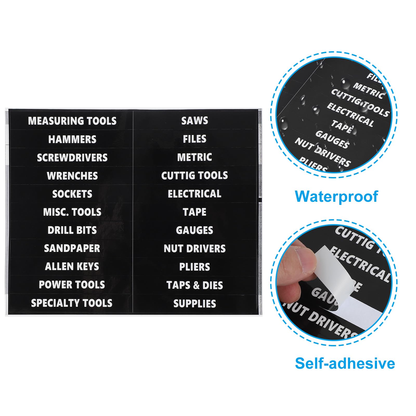 PATIKIL Tool Box Label Sticker, 8 Sheets Machine Organizer Decal Waterproof Tool Box Stickers for Home Industry Black (22 Pcs/Sheet) - Image 3