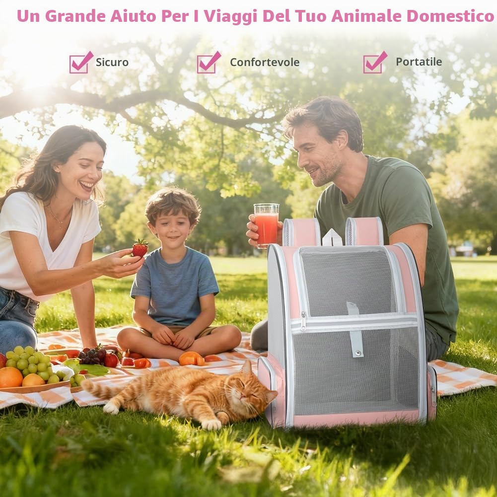Zaino per Gatti Cani, Zaino Portatile per Animali Domestici Upgrade | Adatto per animali domestici fino a 7 kg di peso,Apertura frontale in rete traspirante,Borsa per Passeggiata Escursione