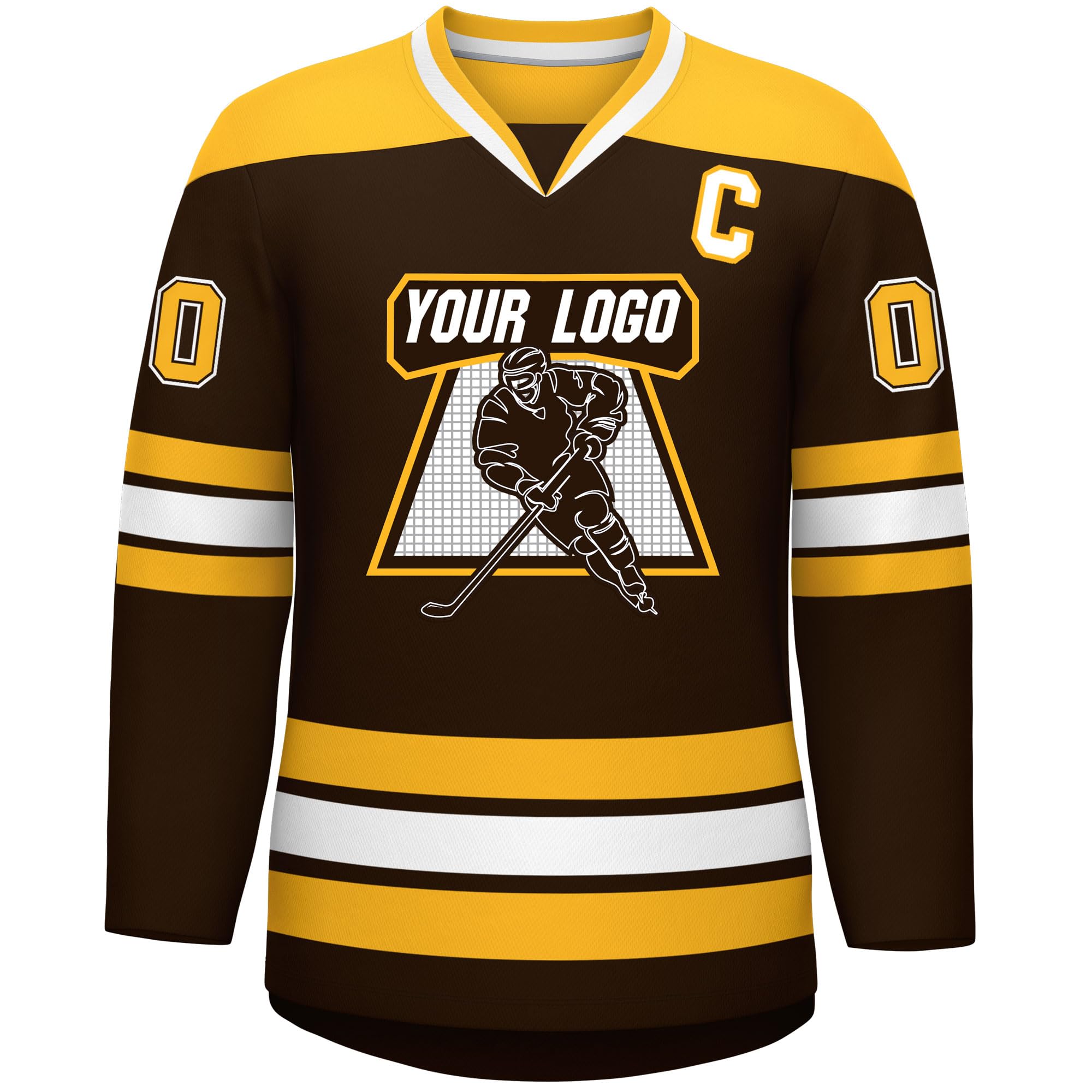 Custom Hockey Jersey Stitched or Printed Name Number V-Neck Athletic Jersey