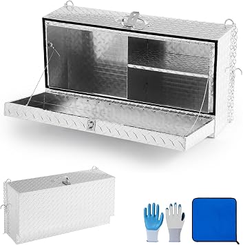 Livestock Deep Hanging Showbox Set, 28" x 16" x 10" Heavy Duty Swine Show Supplies Showbox with Gloves Towel, Aluminum Alloy Steel for Animal Holding Cleaners and Tool, SilverSmooth