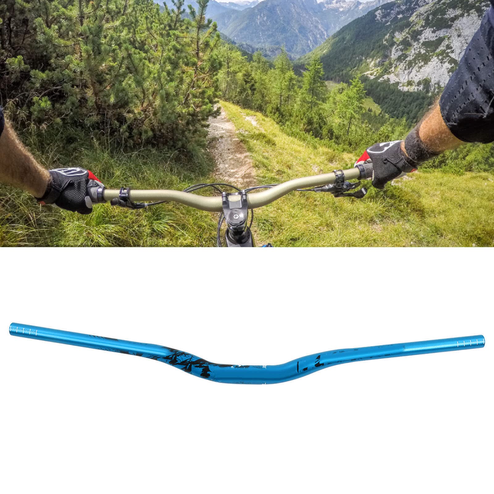 Guidon de Piste de Roue en Alliage D'aluminium Haute Résistance, Longueur de 780 Mm, Conception Ergonomique pour le Vélo de Montagne de Descente (Bleu)