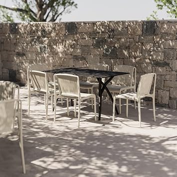 Nes Polipropilen Sandalye - Bahçe, Balkon, Dış Mekan, Kafe, Restoran İçin Süt Beyaz Süt Beyaz