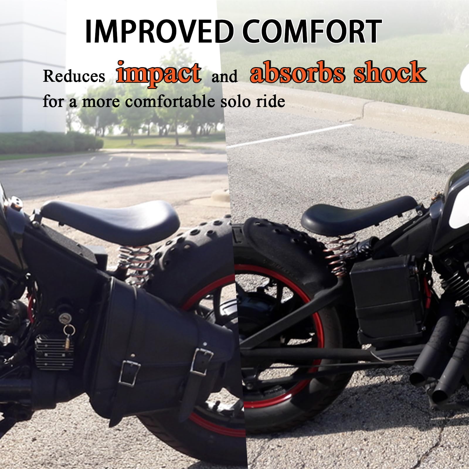 FOVPLUE Molle per sella da 12,7 cm per sedili soli, molla universale per sella moto Harley Sportster XL883 1200 Bobber Chopper applicazione personalizzata, per Honda, Yamaha, Kawasaki, Suzuki, nero