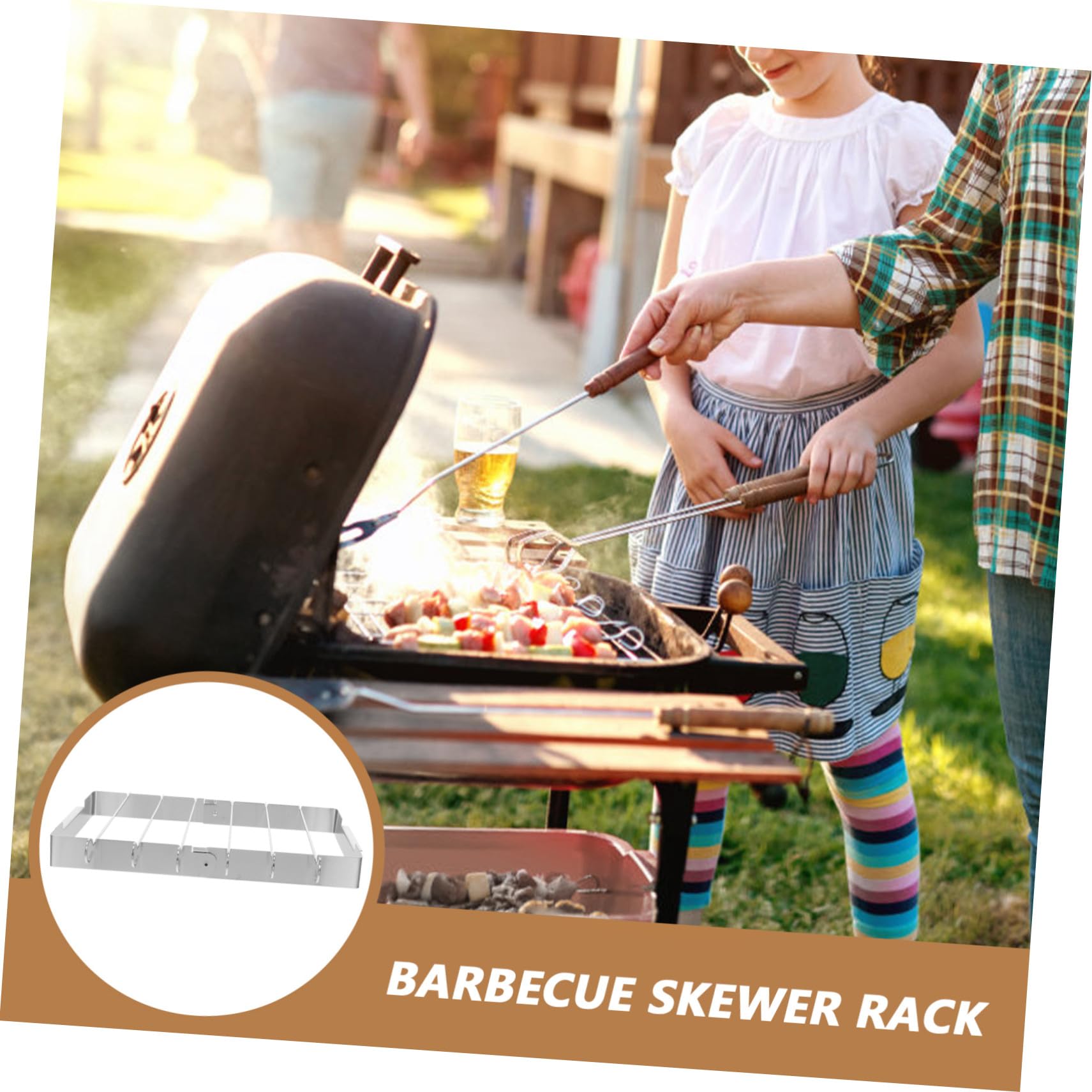 Set di 2 spiedini pieghevoli in metallo per barbecue, per grigliare carne e vetables, perfetti per cucinare all'aperto e feste estive