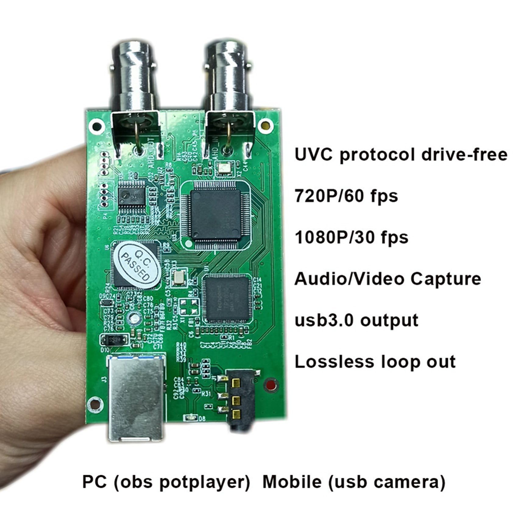 4X Convertidor de Vídeo AHD CVBS CVI TVI una USB Módulo de Tarjeta de Captura de Vídeo y Audio AHD Unidad HD Analógica 1080P Sin Bucle con Salida