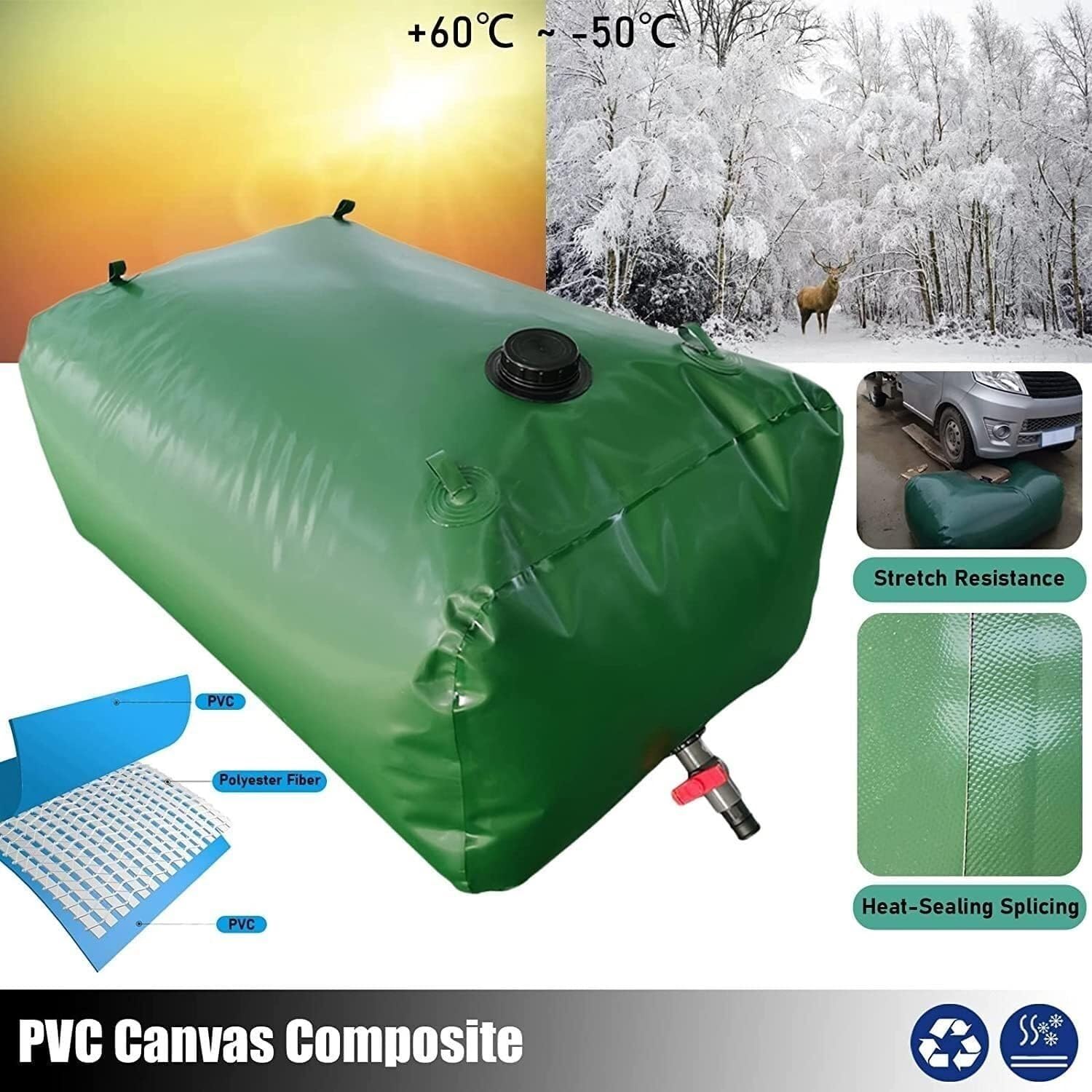 Depósito de Agua Flexible Bolsas Grandes Flexibles for Almacenamiento de Agua, Grifo Plegable montado en vehículo, Utilizado for Agricultura Pre-Loading Bag for Bridges