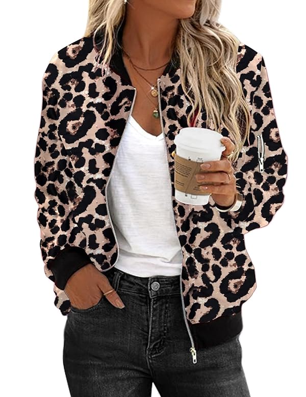 Zeagoo Women Jackets Lightweight Bomber Jacket Floral Fashion Jacket Zip Up Coat by Zeagoo - Used condition - US$14.96