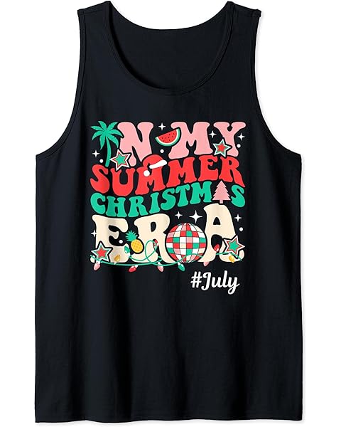 In My Christmas Era, Funny Groovy Summer Xmas In July Tank Top