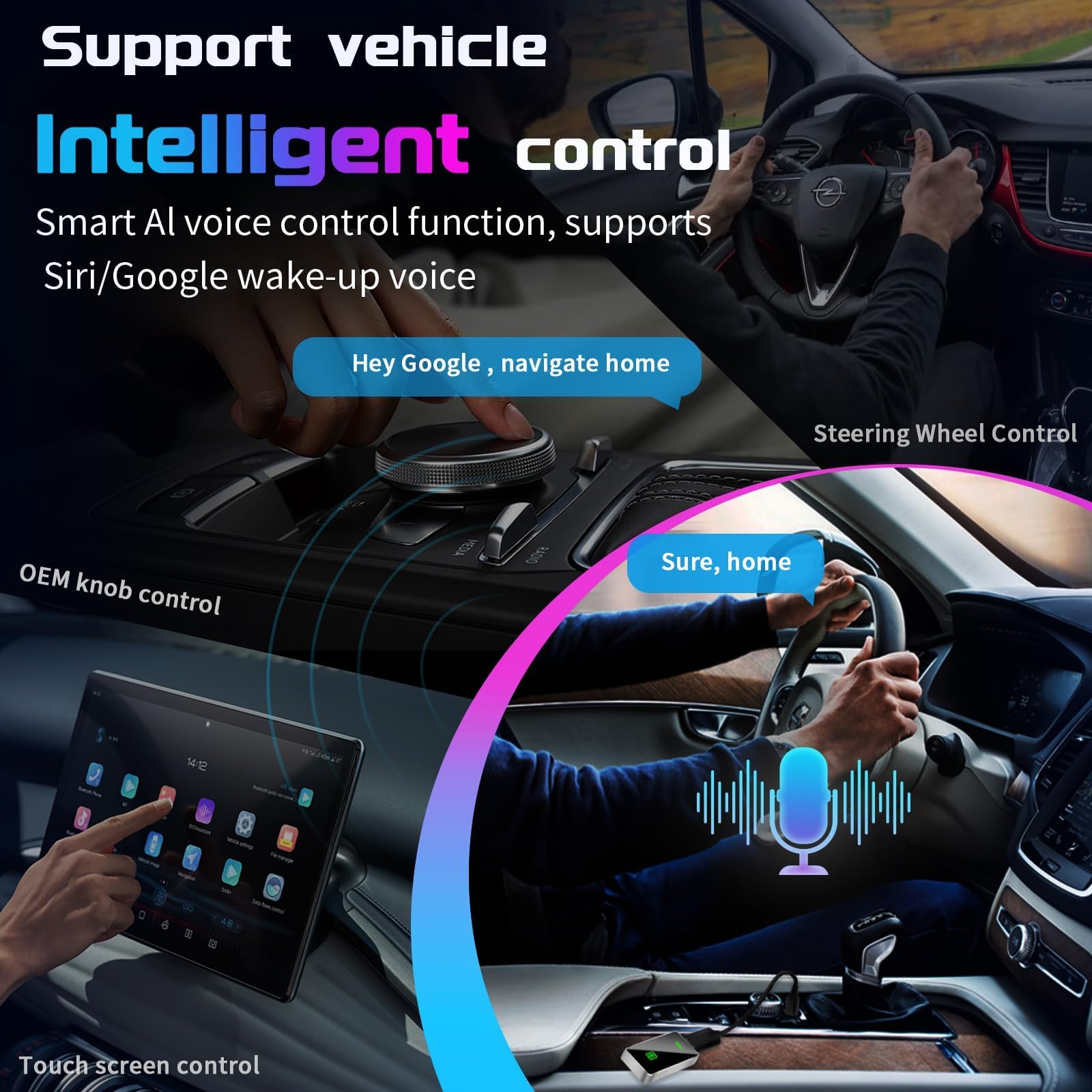 Adaptateur CarPlay/Android Auto Sans Fil - Connexion Bluetooth 5.4 Et Wi-Fi Double Bande, Plug & Play, Compatible IOS 10+ Et Android 11 - 2