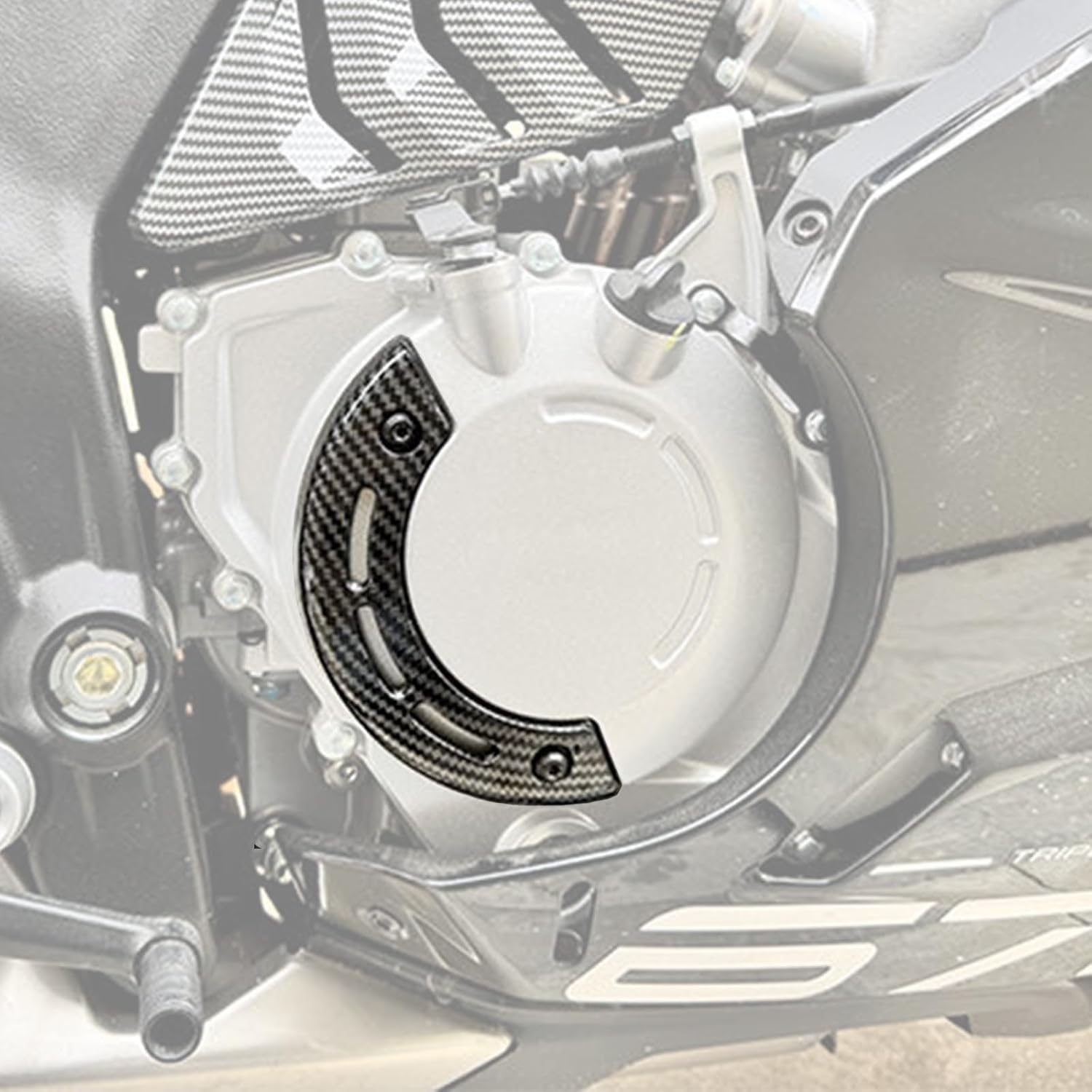 Carbon Fibre Looking Clutch Cover Guard Protector Engine Clutch Cover Ignition Guard Protector Compatible with CFMOTO 675SS 2025,ABS Plastic,Fancy Look,B,cfmoto 675ss Accessories