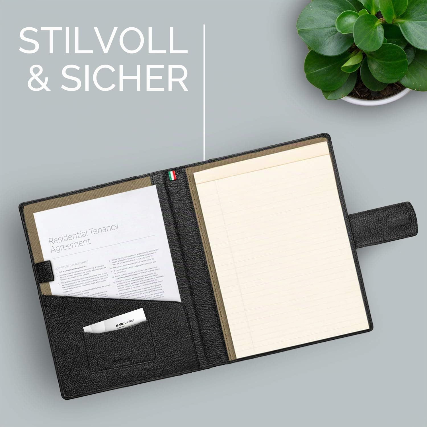 Maruse Leder Dokumentenmappe A4 – Italienisches Vollleder – Aktenmappe für Büro & Business – Handgefertigt in Italien - Schwarz