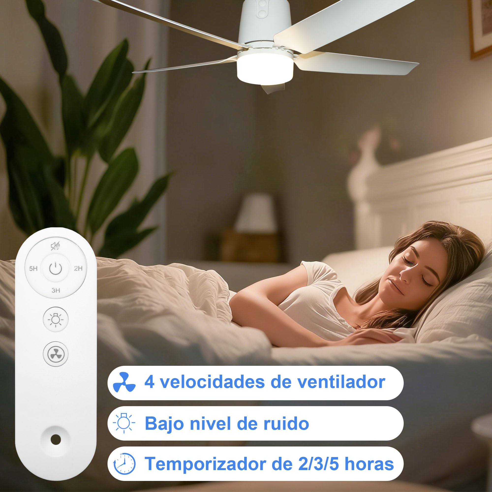 SHUNLEE 80CM Ventilador de Techo para Exterior, para Colgar en el Cenador | Lampara Ventilador Techo, con Enchufe y Control Remoto, con Gancho, Ideales para Cenadores, Toldos, Terraza y Patios