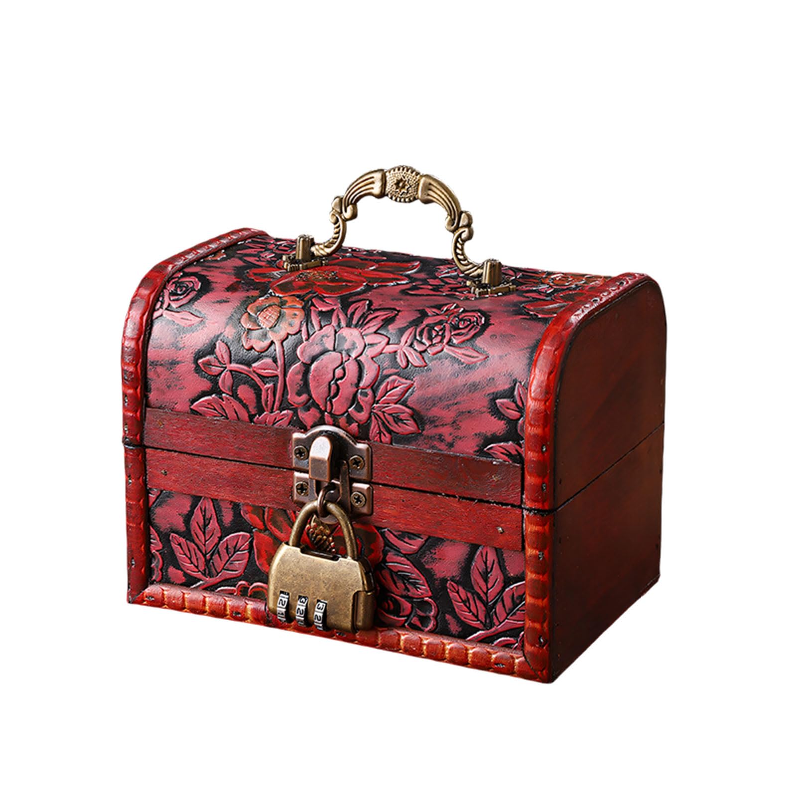 ZBIianxer European Wood Storage Chest Featuring Metal for Secure Storage of Valuables and Decorative Home Accent Jewelry Box