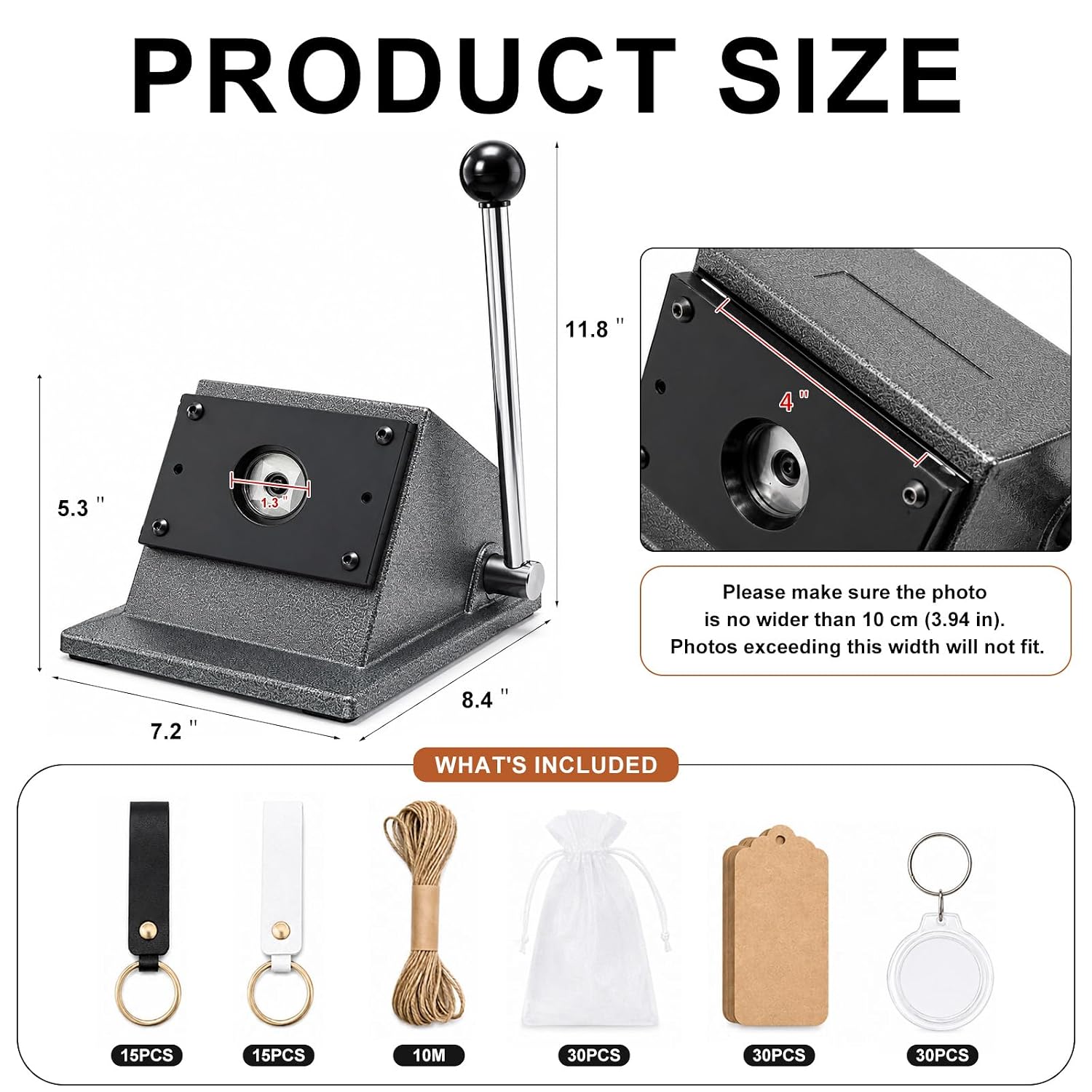 Photo Keychain Cutter, 1.38''/35mm, 122-Piece Photo Booth Keychain Kit