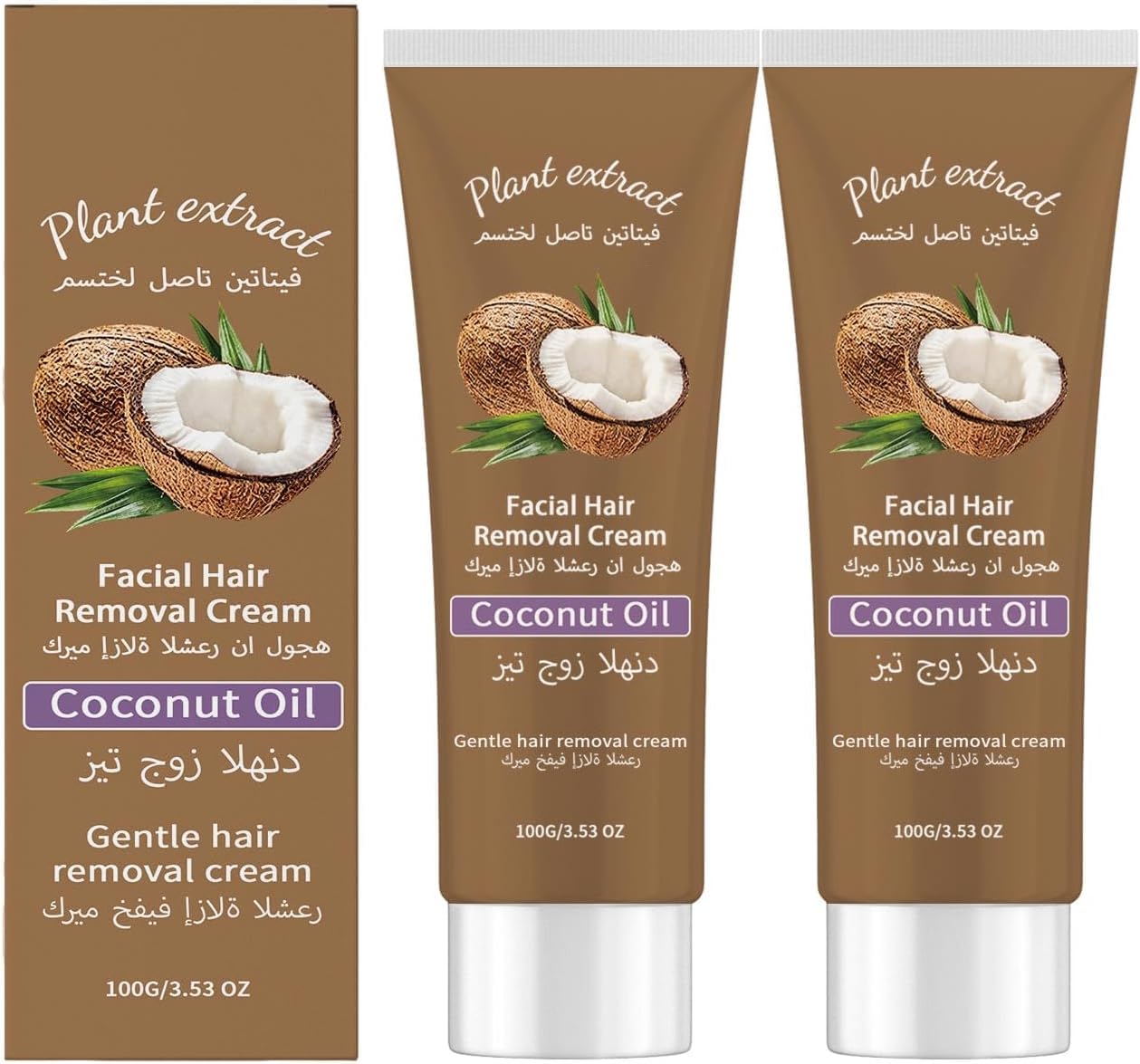 Coconut Oil Facial Hair Removal Cream 100g | Gentle Cream for Women | Plant Extract Formula for Upper Lip, Chin & Cheeks | Smooth Skin Hair Removal Cream for Sensitive Skin, Pack Of_2-image-8