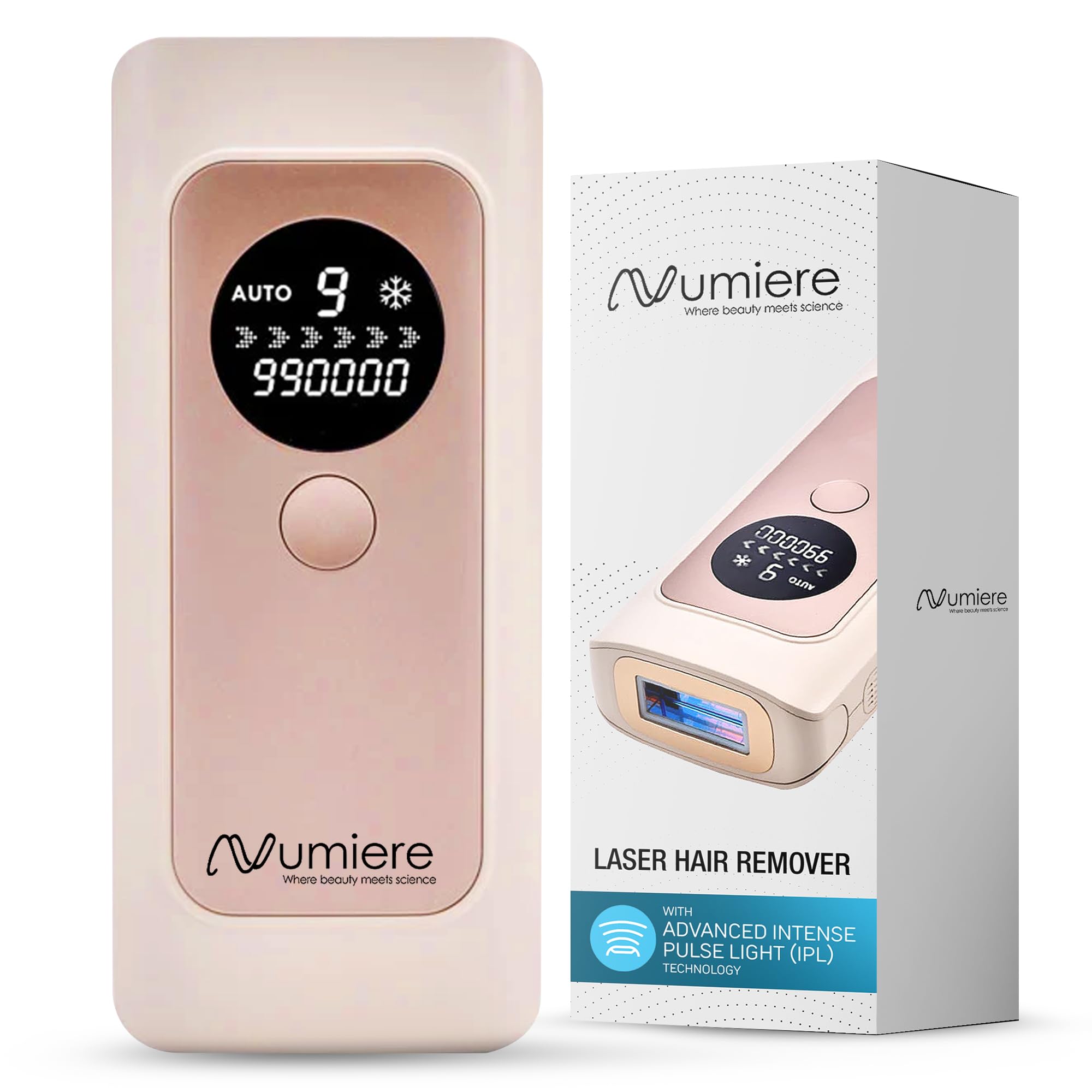 Lumina NRG IPL Hair Removal Flasher Device for Women & Men – Cordless Home Beauty Tool for Body, Face & Bikini Area – Cooling Handheld Design