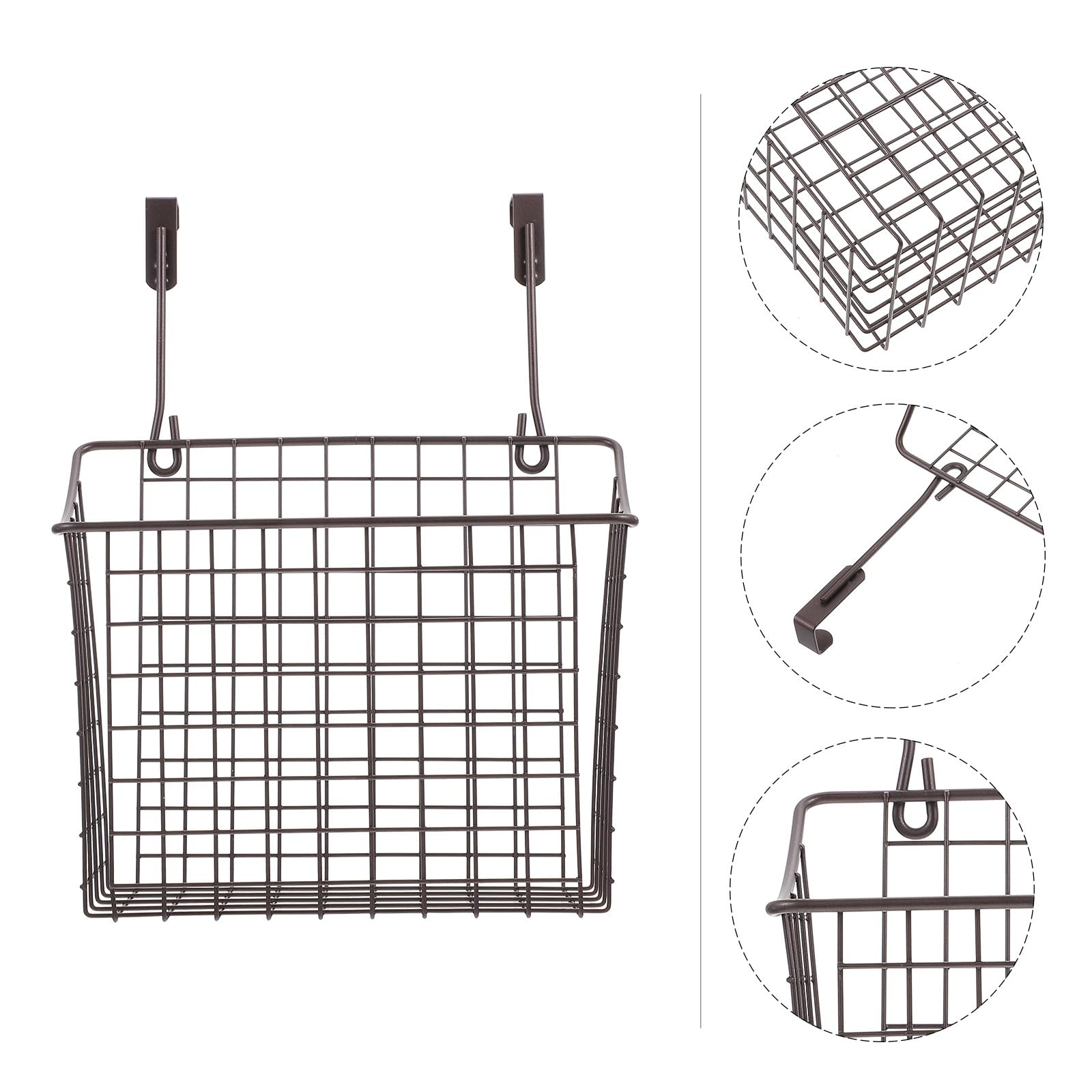 Amosfun Cesta de Almacenamiento Colgante para Puerta de Cocina Negra de Alambre de Hierro, Cesta Organizadora de Gran Capacidad para Despensa y Hogar, Soporte Práctico para Utensilios y