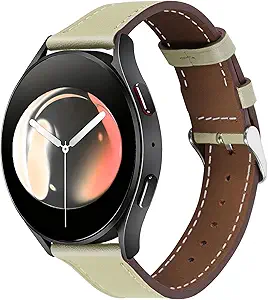 Italy Genuine Leather Watch Bands Men Women Compatible with Samsung Galaxy Watch Band, 20mm 22mm Lugs Watch Straps, Quick Release Wear-resistant Sweat-Resistant Smartwatch Replacement Strap