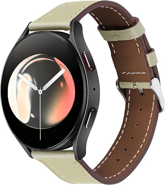Italy Genuine Leather Watch Bands Men Women Compatible with Samsung Galaxy Watch Band, 20mm 22mm Lugs Watch Straps, Quick Release Wear-resistant Sweat-Resistant Smartwatch Replacement Strap