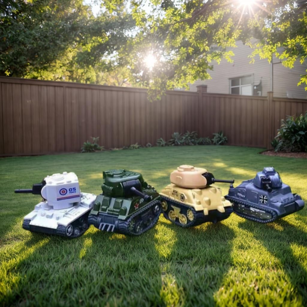 4 piezas de mini tanque de juguete de tracción - Vehículo militar de juguete militar, modelo de batalla fundido a presión para niños, vehículo de juego duradero (color sólido) 4