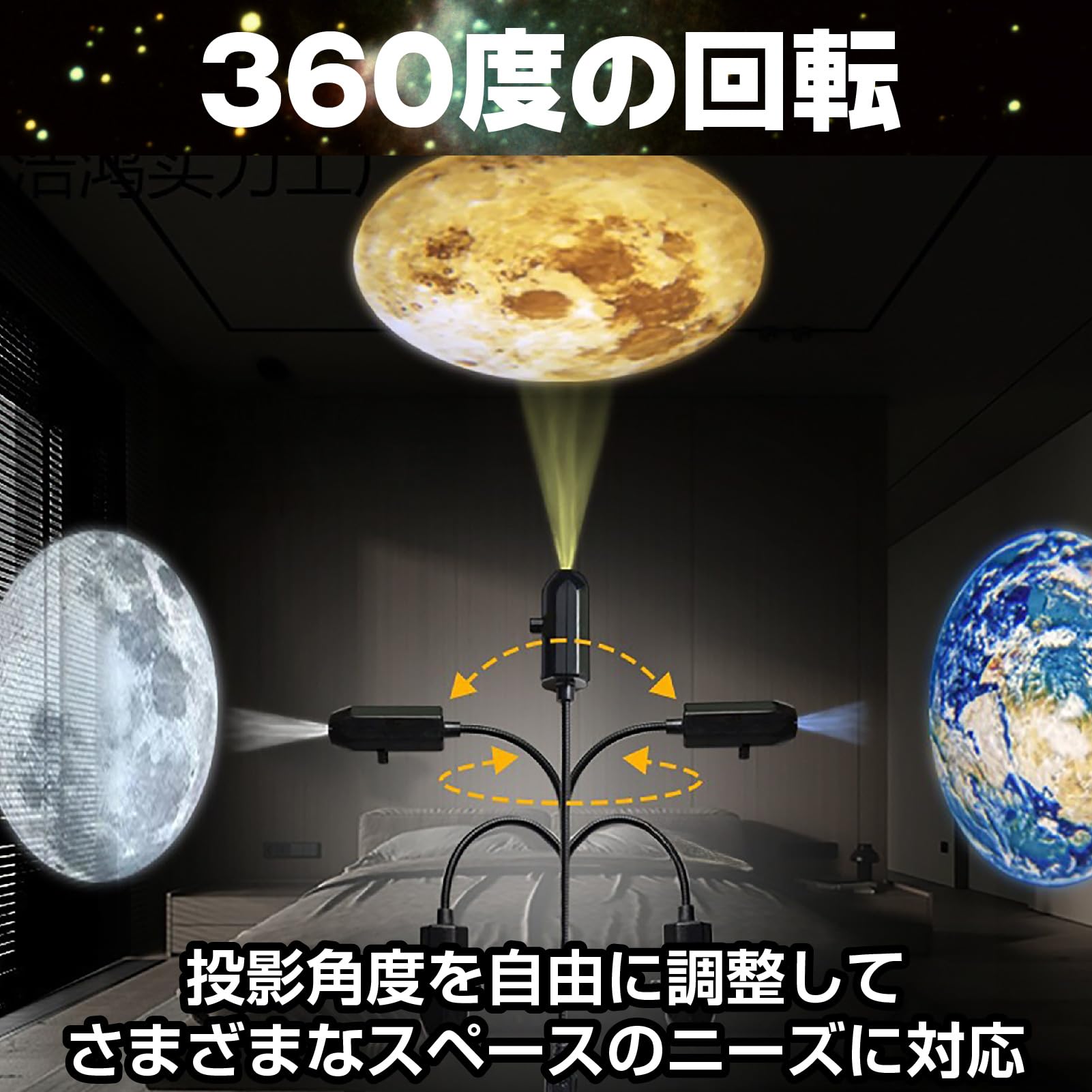 Amazon.co.jp : CAWKAY USBプロジェクター 天体 惑星 月 星空 投影