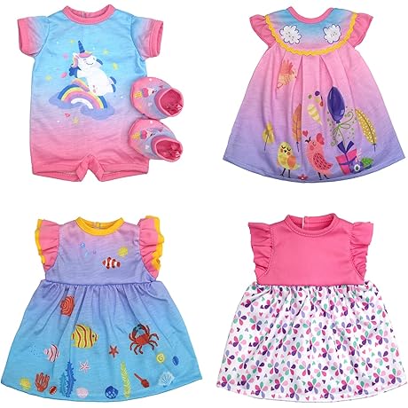 4Pcs Doll Clothes Compatible with Baby Dolls