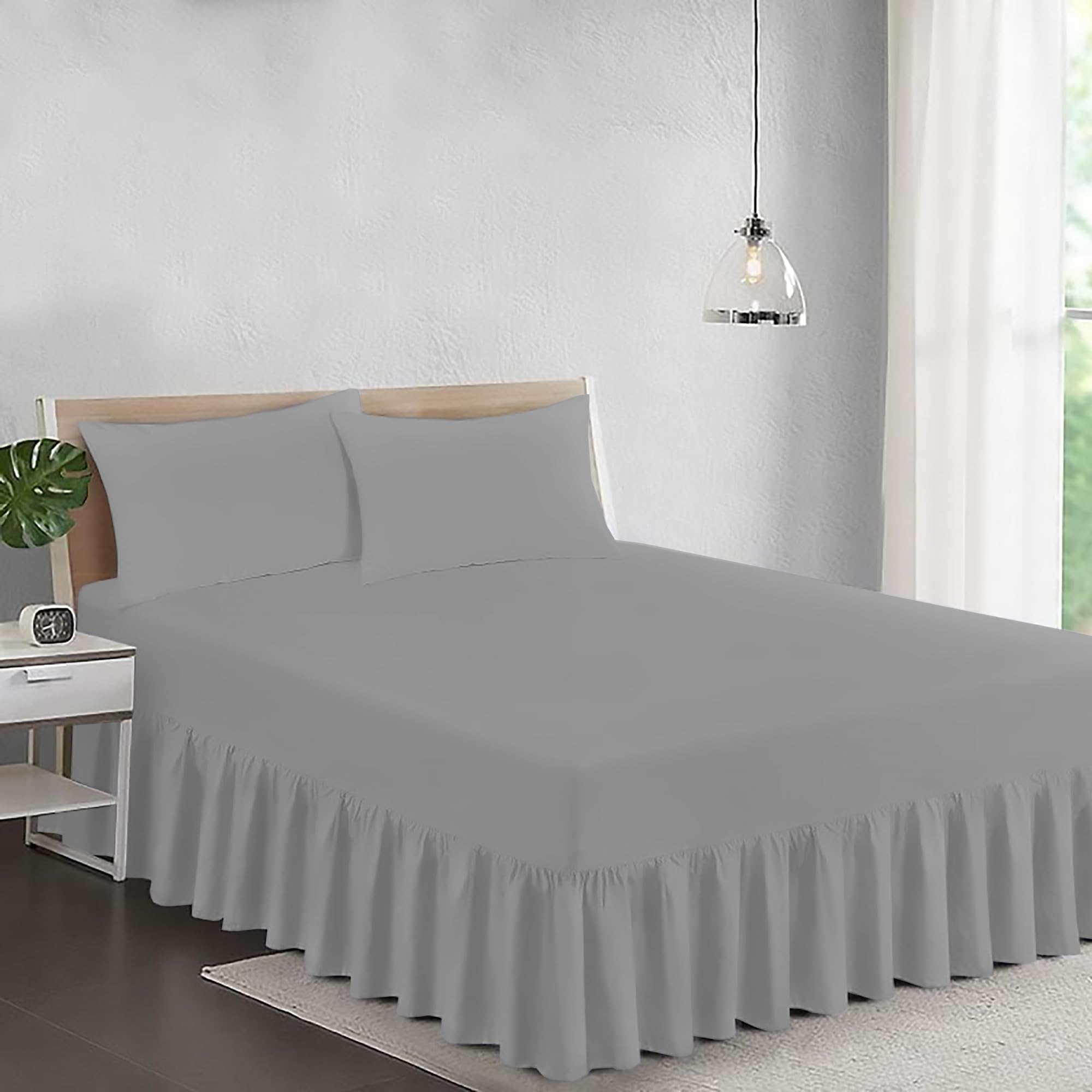 Ray Bedding Valance Single Fitted Sheet 100% Egyptian Cotton 400 Thread Count Frill Bed Sheets Single Super Soft Breathable & Luxury Deep Fitted Base Valance Sheets โ image 1