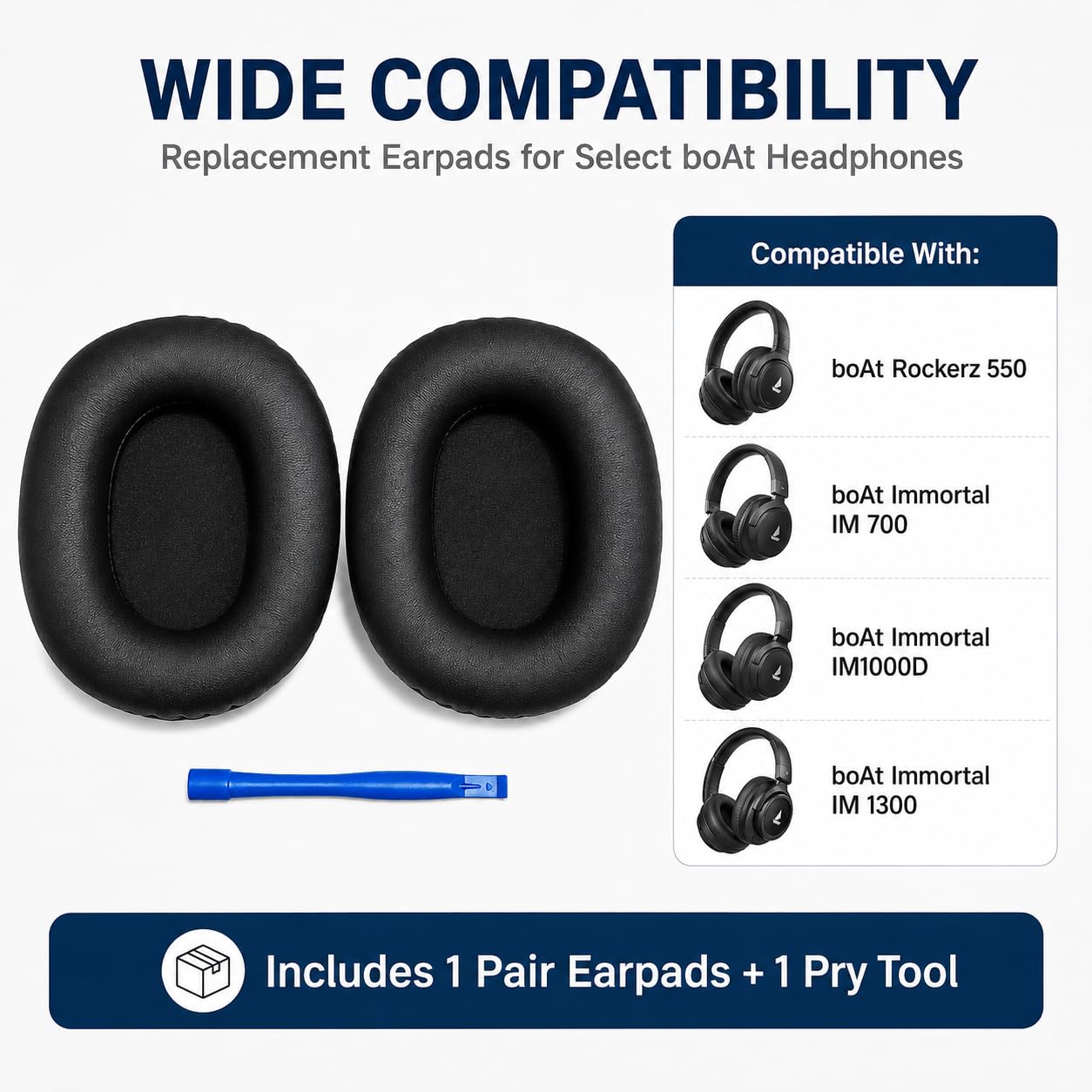 Street27® Replacement Earpad Cushions Compatible with Boat Rockerz 550, Boat Immortal IM 700/IM1000D/IM 1300 Headphones, Earpads with Softer Protein Leather, High-Density Memory Foam Ear Pads — Amazon image 3