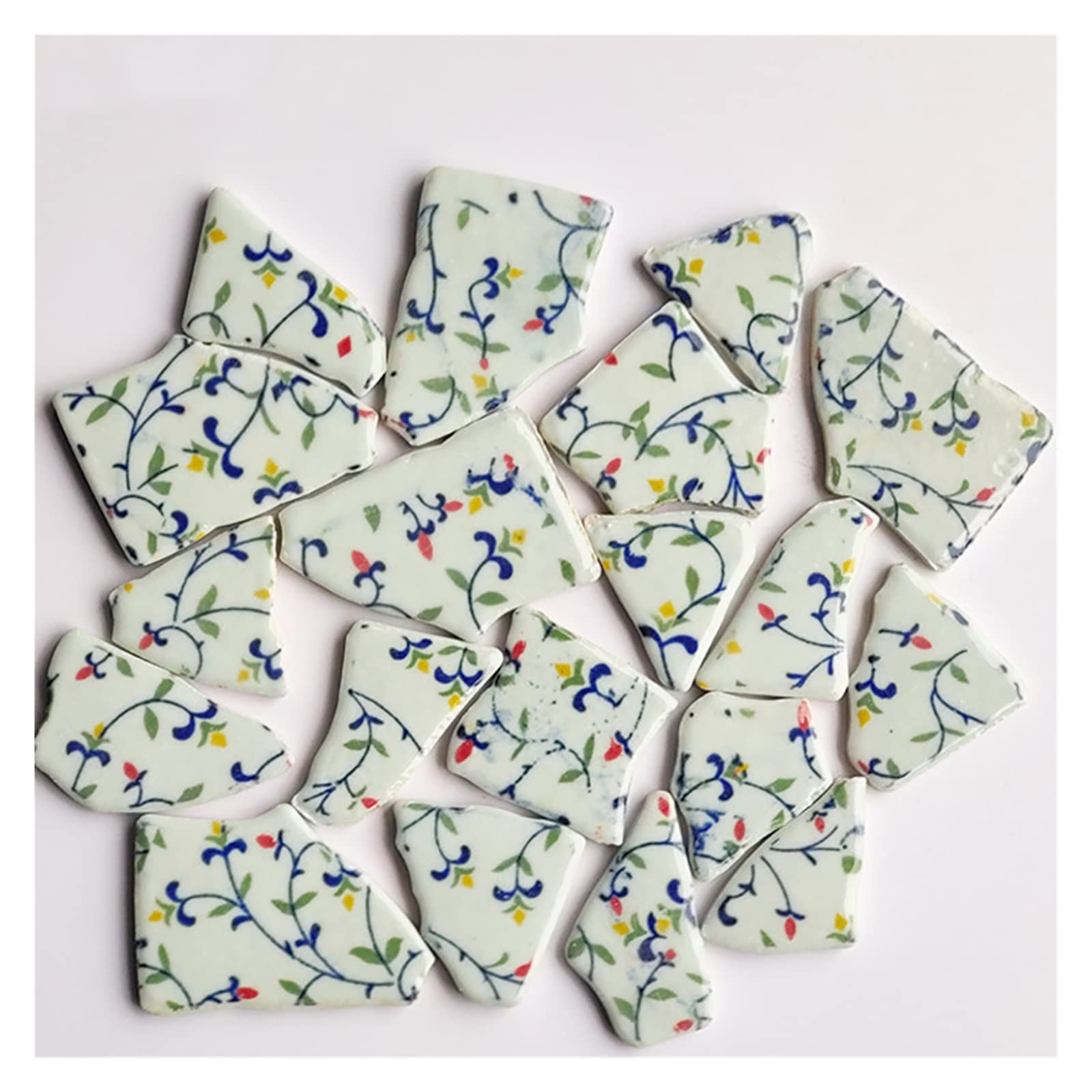 Azulejos de mosaico, Azulejos de mosaico irregulares cerámica 100 g, piezas azul y blanca for hacer mosaicos, manualidades pared for decoración(Blue)