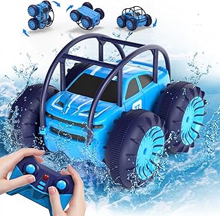MaxTronic Amphibious Remote Control Car for Kids, Rechargeable RC Stunt Car Toy 2.4Ghz 360Â° Flips Rotation 15KM/H 4WD All Terrain Offroad Truck for Girls Boys 3 4 5 6 7 8 9 10 11 12