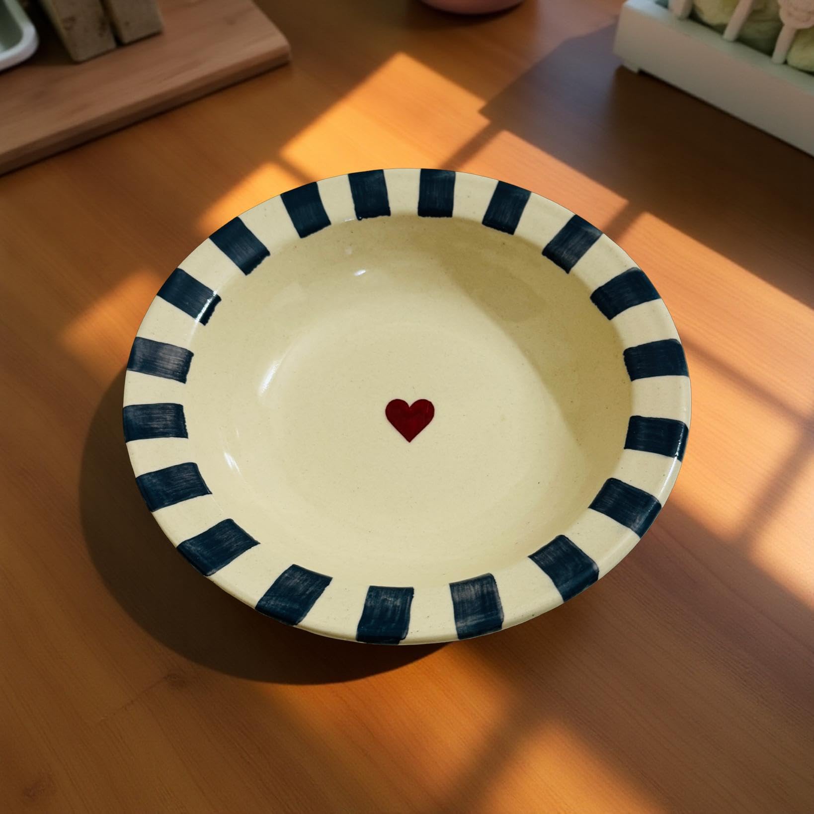 Blue Heart Ceramic Soup Plates - 2 Pack -3