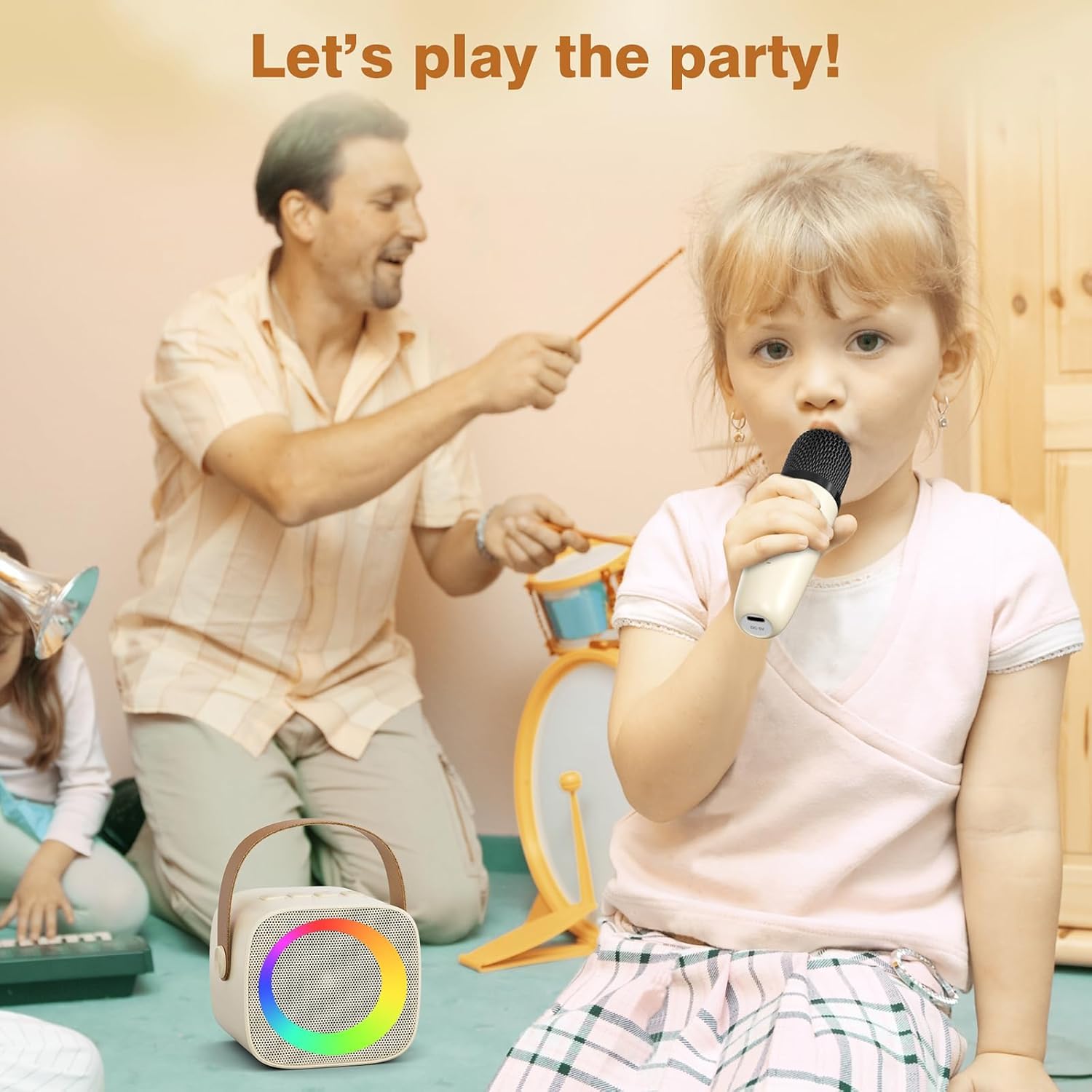 B Microphone karaoké sans fil Bluetooth, avec haut-parleur portable