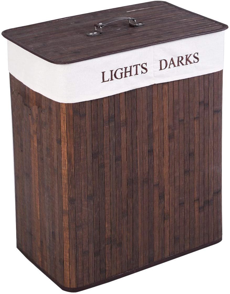 Bamboo Laundry Basket 72L Collapsible Bamboo With 1 Compartment Laundry ...