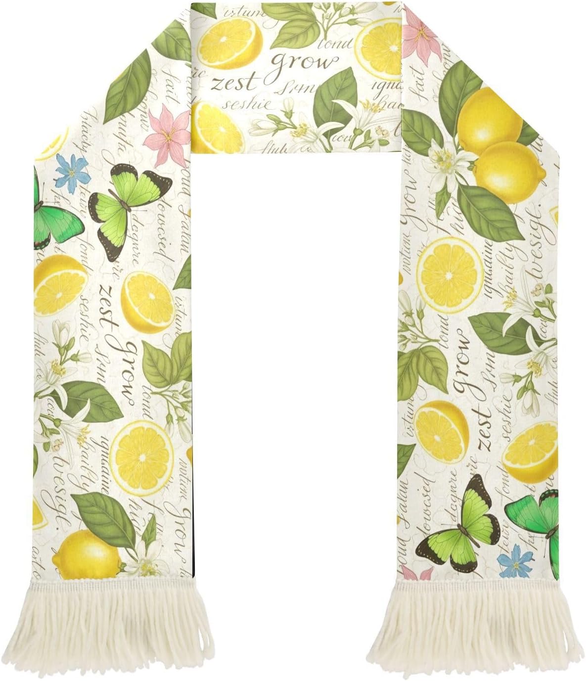 CHIFIGNO Lemon Butterfly Cream Sports Fan Scarf Towel, Soft Polyester Cheering Banner for Soccer Games, Quick Dry Sweat Absorbent