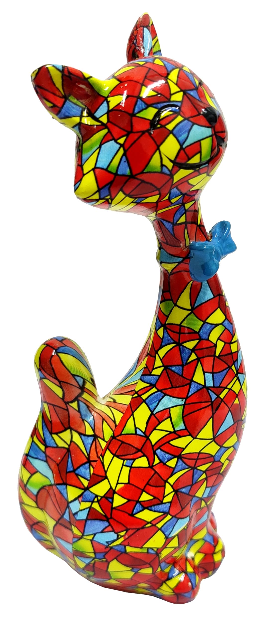 Statue chat funky résine pour décoration salon design moderne Purpledip