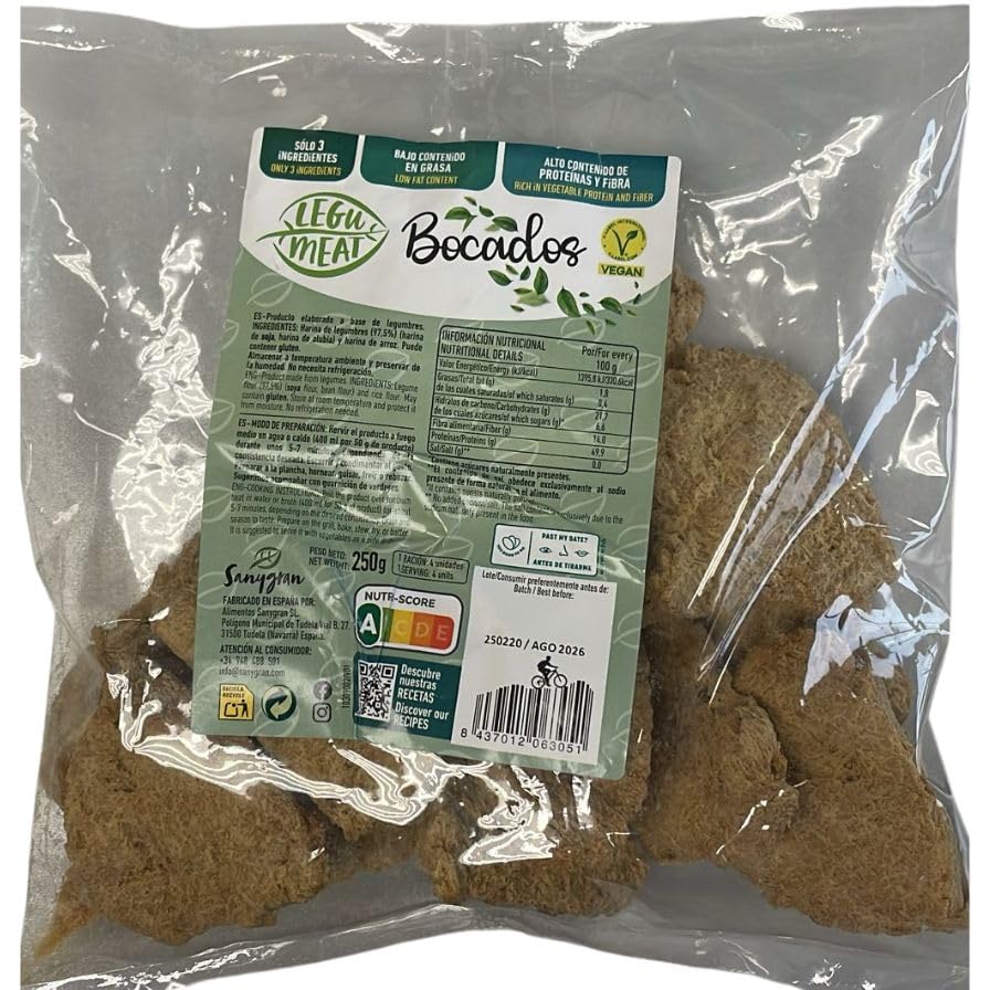 Bocados Vegan Sanygran, Alimento Deshidratado de Legumbres, 250g, Alto en Proteínas