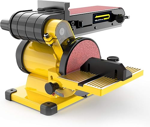 Miniatura 8 de Woodskil Lijadora de correa de 43A 34HP de 4 x 36 pulgadas correa y 6 pulgadas lijadora de disco con 2 piezas de papel de lija base de acero y mesa